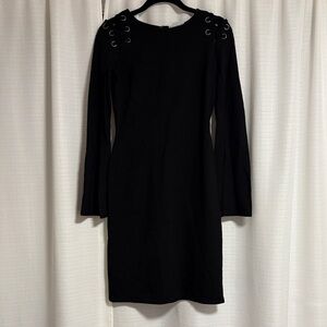 Bar III Black Long Sleeve Dress with Grommet Detail
